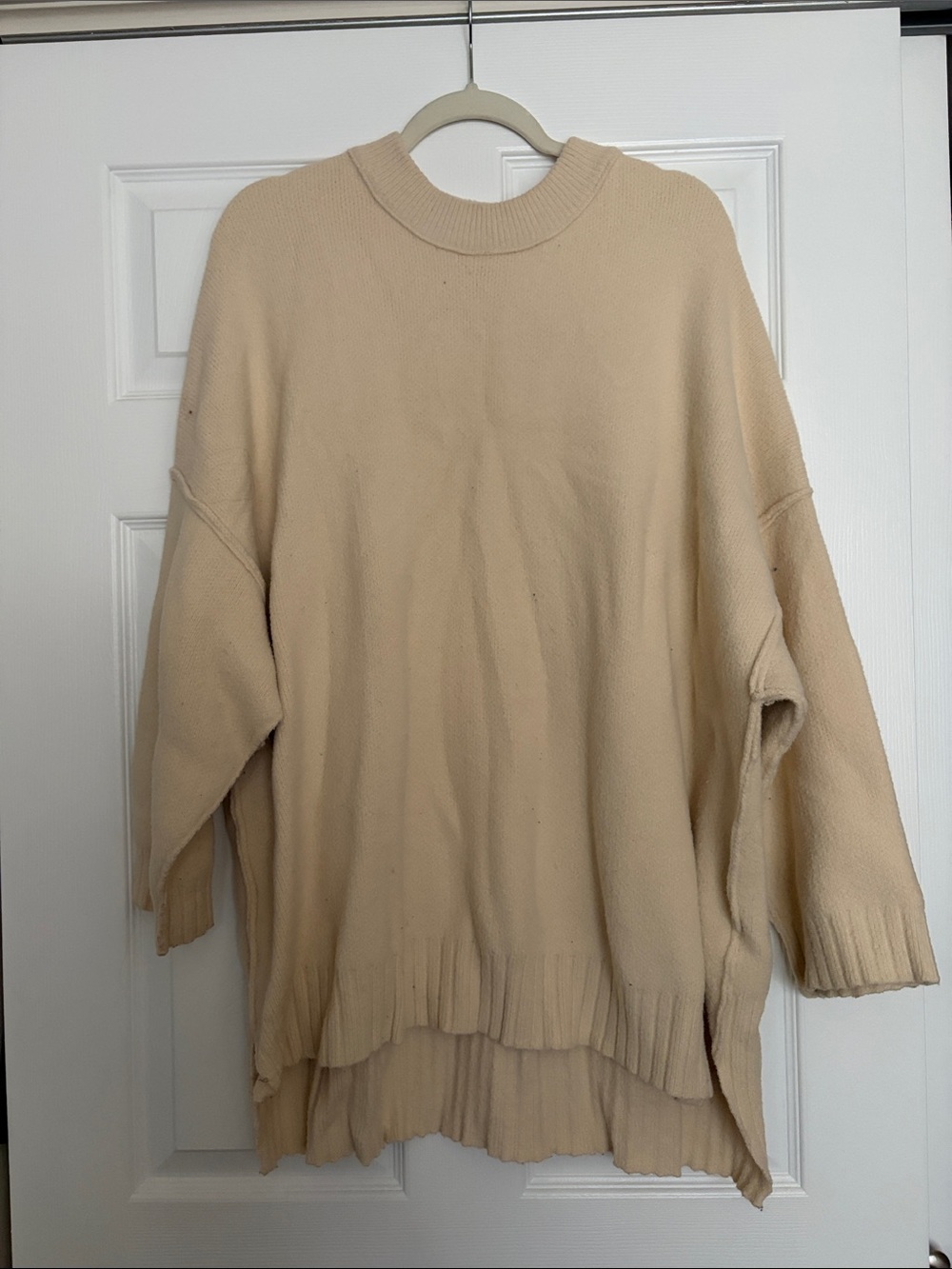 Free People Oversized Cream Knit Sweater